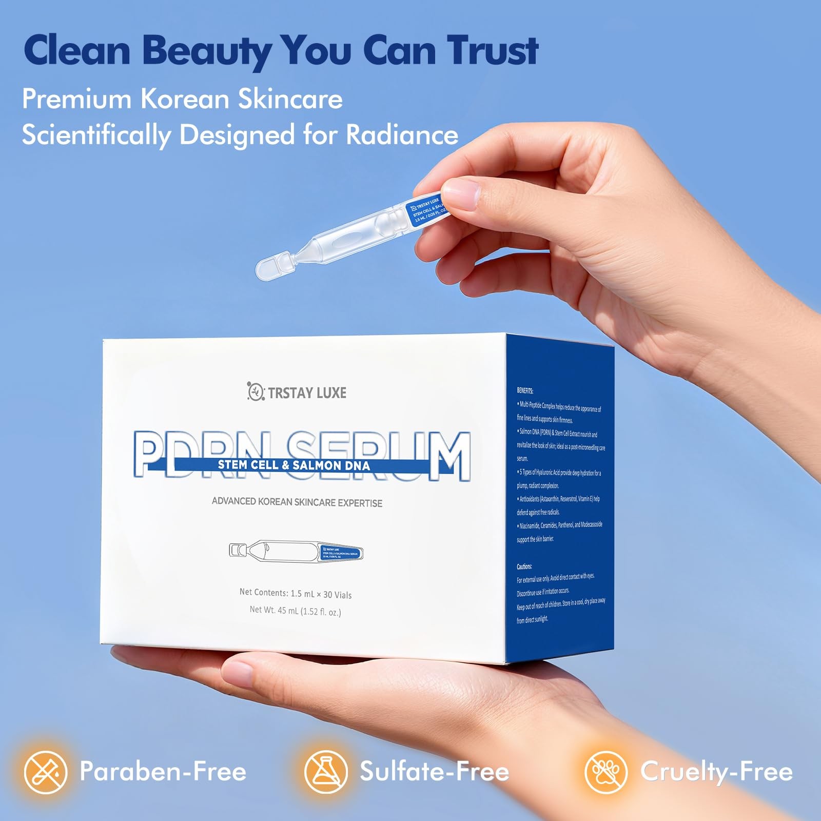 TRSTAY LUXE Stem Cell & Salmon DNA PDRN Serum – Microneedling Aftercare AntiA…