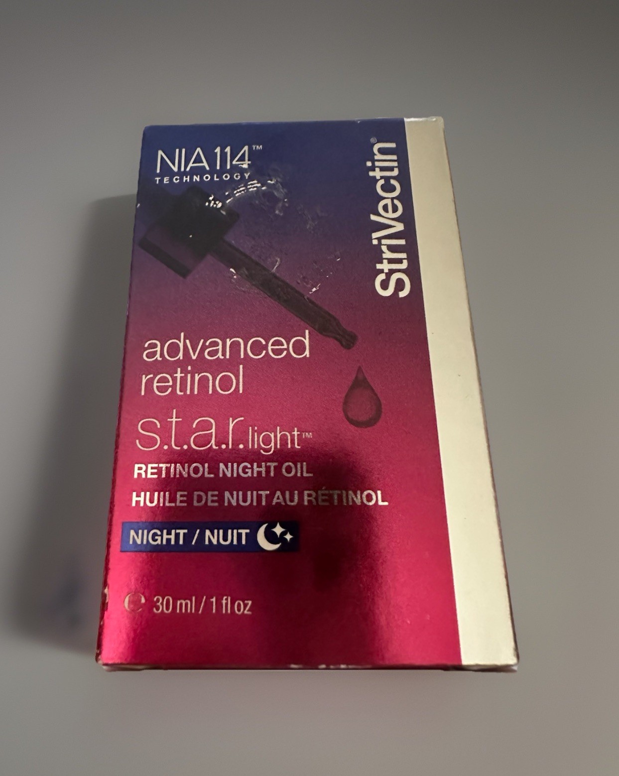 New In Box StriVectin Star Light Advanced Retinol Night Oil 1 oz