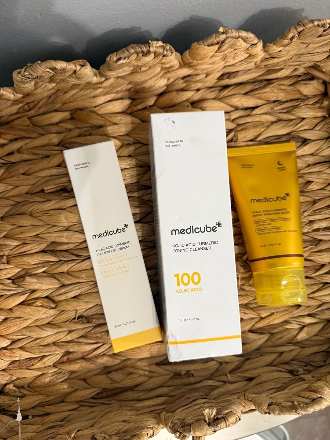 Medicube Kojic Acid Turmeric Skincare Set: Toning Cleanser, Vita Eye Gel Serum,