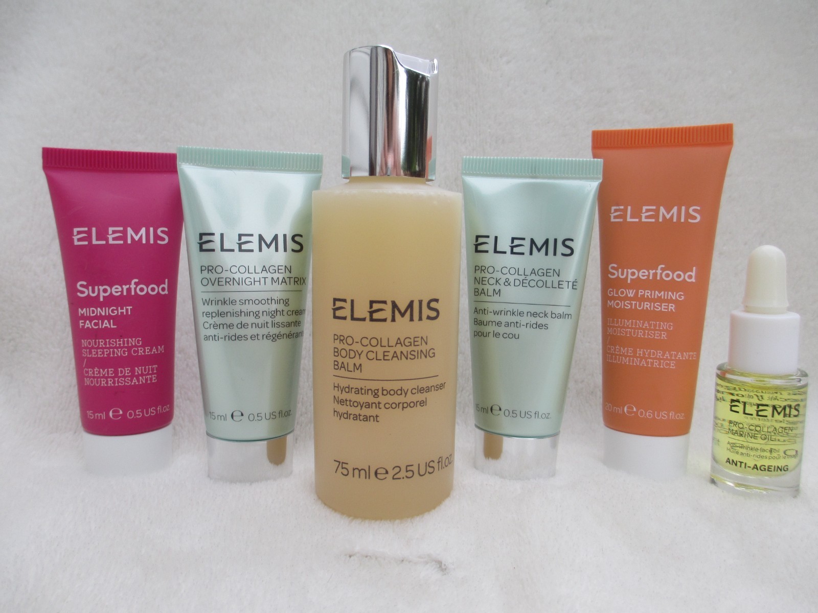Set of 6 ELEMIS Trial/Travel Size PRO-COLLAGEN / SUPER FOOD Products NEW/SEALED