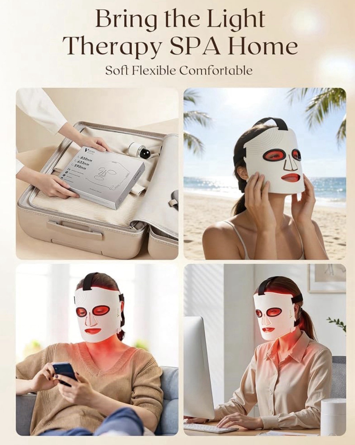 Infrared Light Therapy Face Mask: High-Energy 3-Color 292 Beams