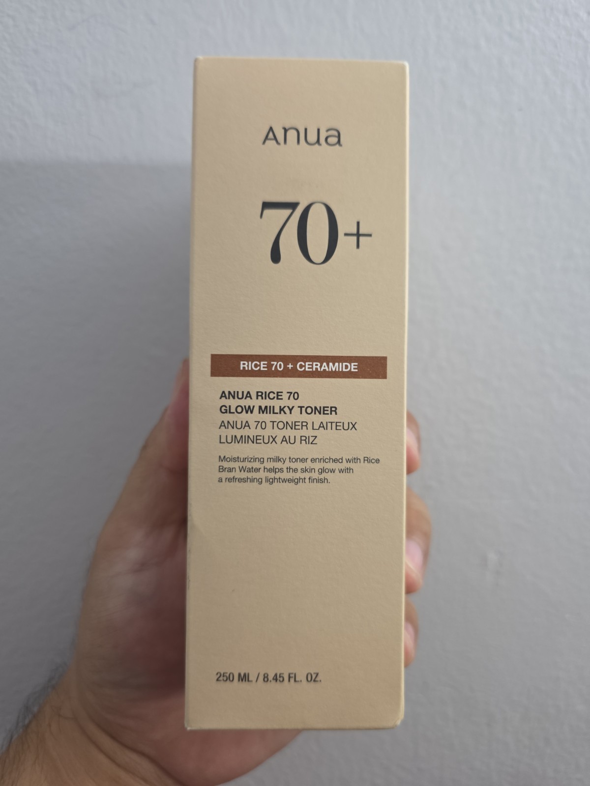 ANUA 70+ Rice 70 + Ceramide 8.45 floz, Glow Milky Toner, Moisturizing, Exp 06/27