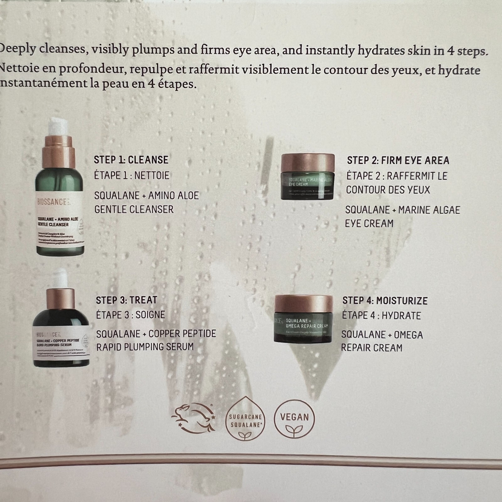 Biossance Plump Hydrate Skincare Set Squalane Amino Aloe Copper Peptide New