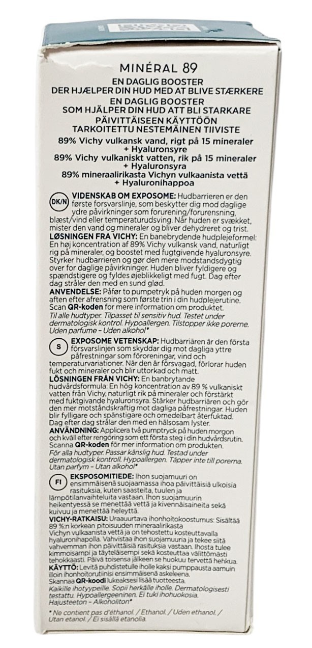 Vichy Mineral 89 Skin Fortifying Daily Booster 1.69oz Hyaluronic Acid EXP 09/28