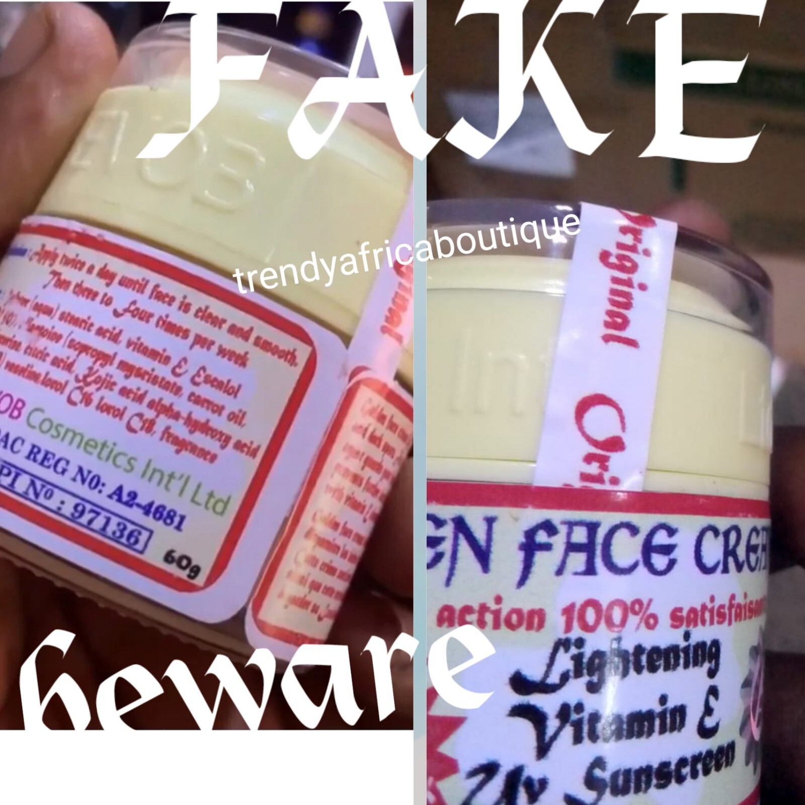 Authentic Golden Face lightening body lotion & face cream set with vitamin E