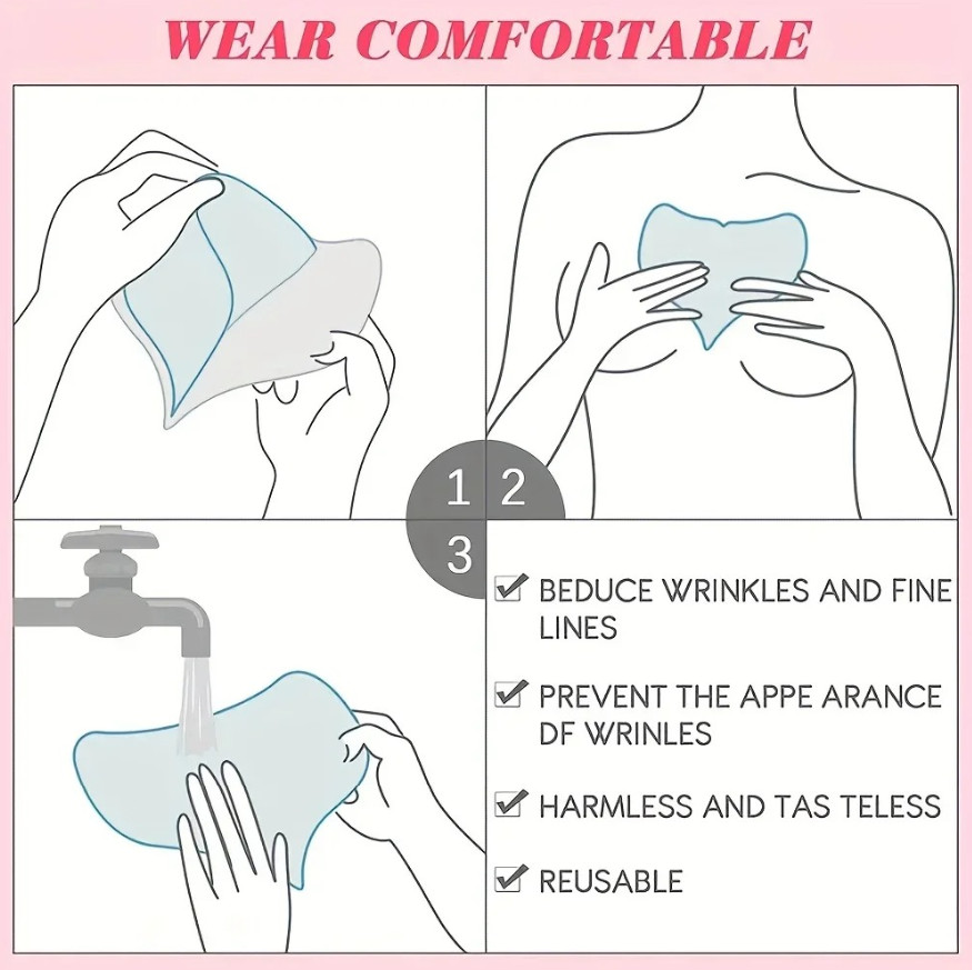 1pc T-Shaped Silicone Chest Pad Anti Wrinkle Reusable Skin Care Patch Clear