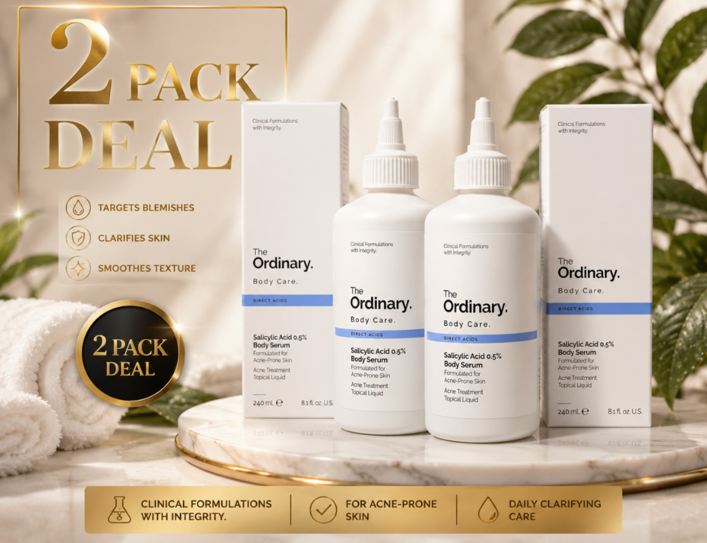 The Ordinary. Salicylic Acid 0.5% Body Serum 8.1oz/240ml New With Box 2x
