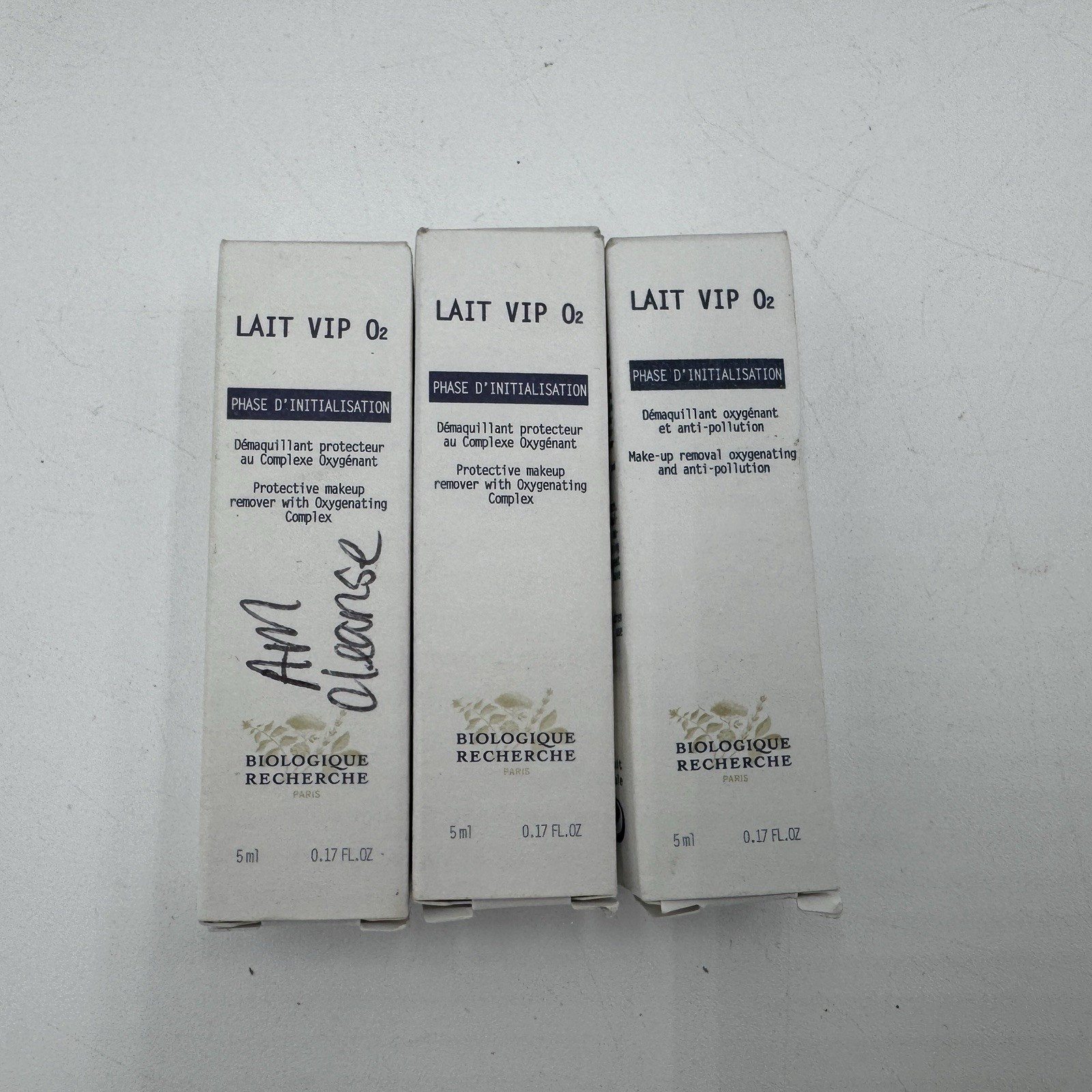 Three (3) Biologique Recherche Lait VIP 02 Make Up Remover 5ml .0.17oz