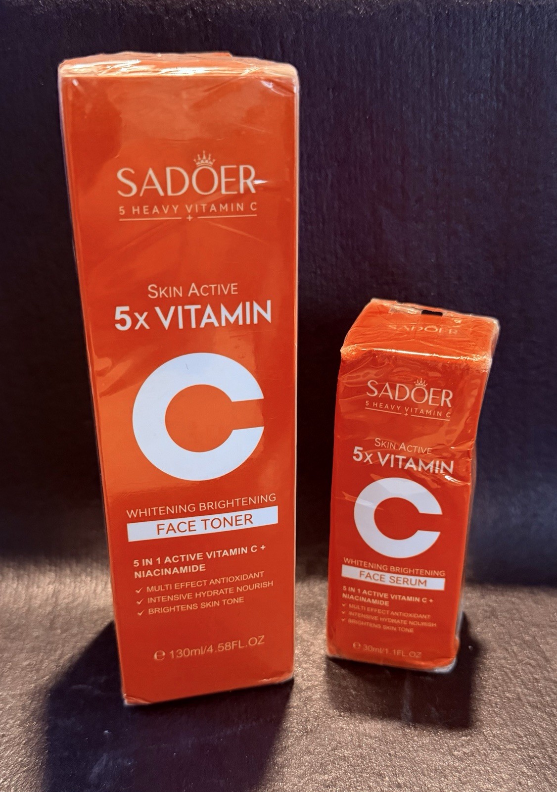 Sadoer 5X Heavy Vitamin C Whitening Brightening Face Toner 130ml/Face Serum 30ml