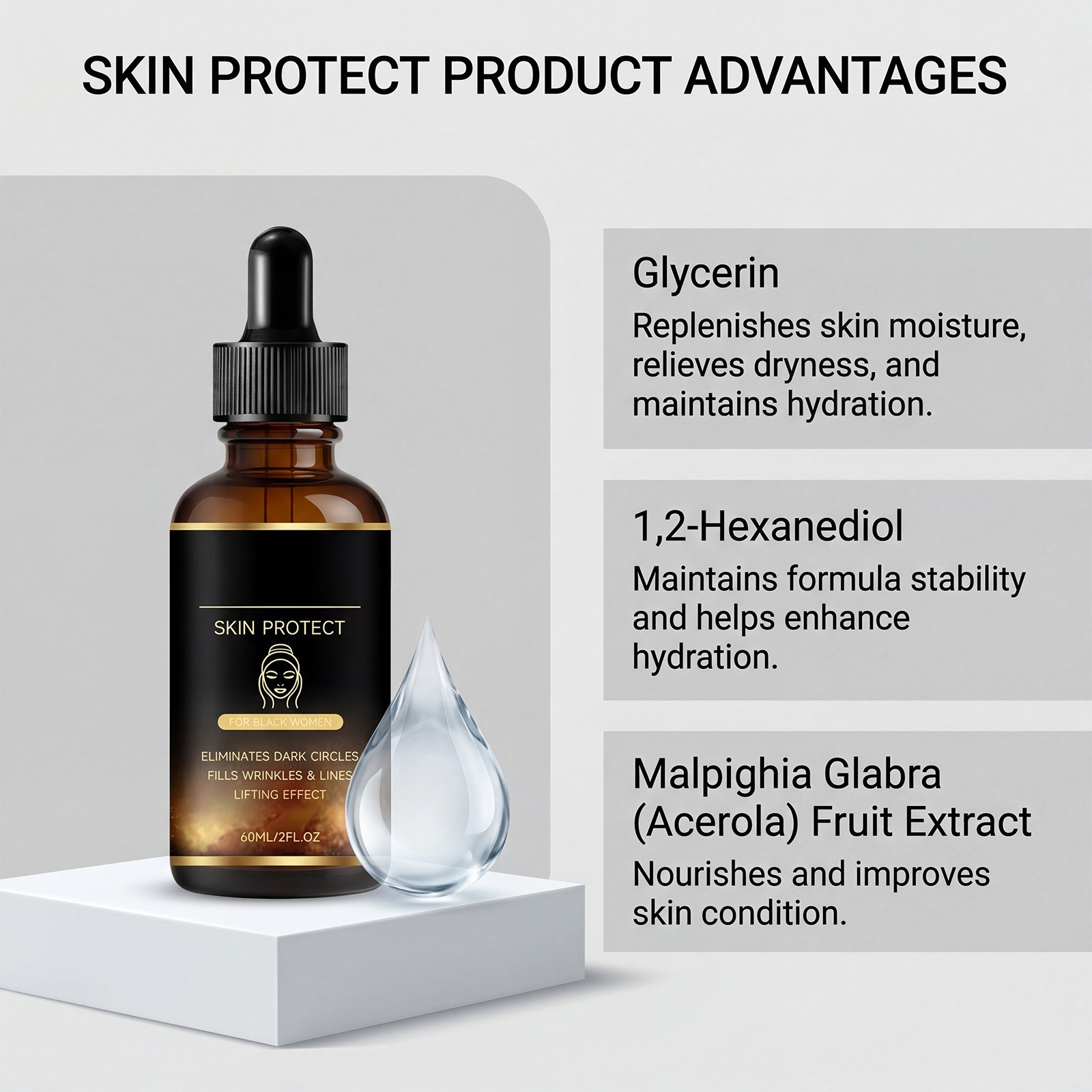 1-5PCS Skin Protect Serum Black Women Gentle Facial Skin Care Moisturizing Serum