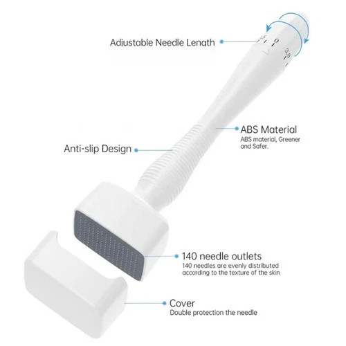 Adjustable Derma Stamp for Beard Growth & Face – 140 Titanium Micro-Needles