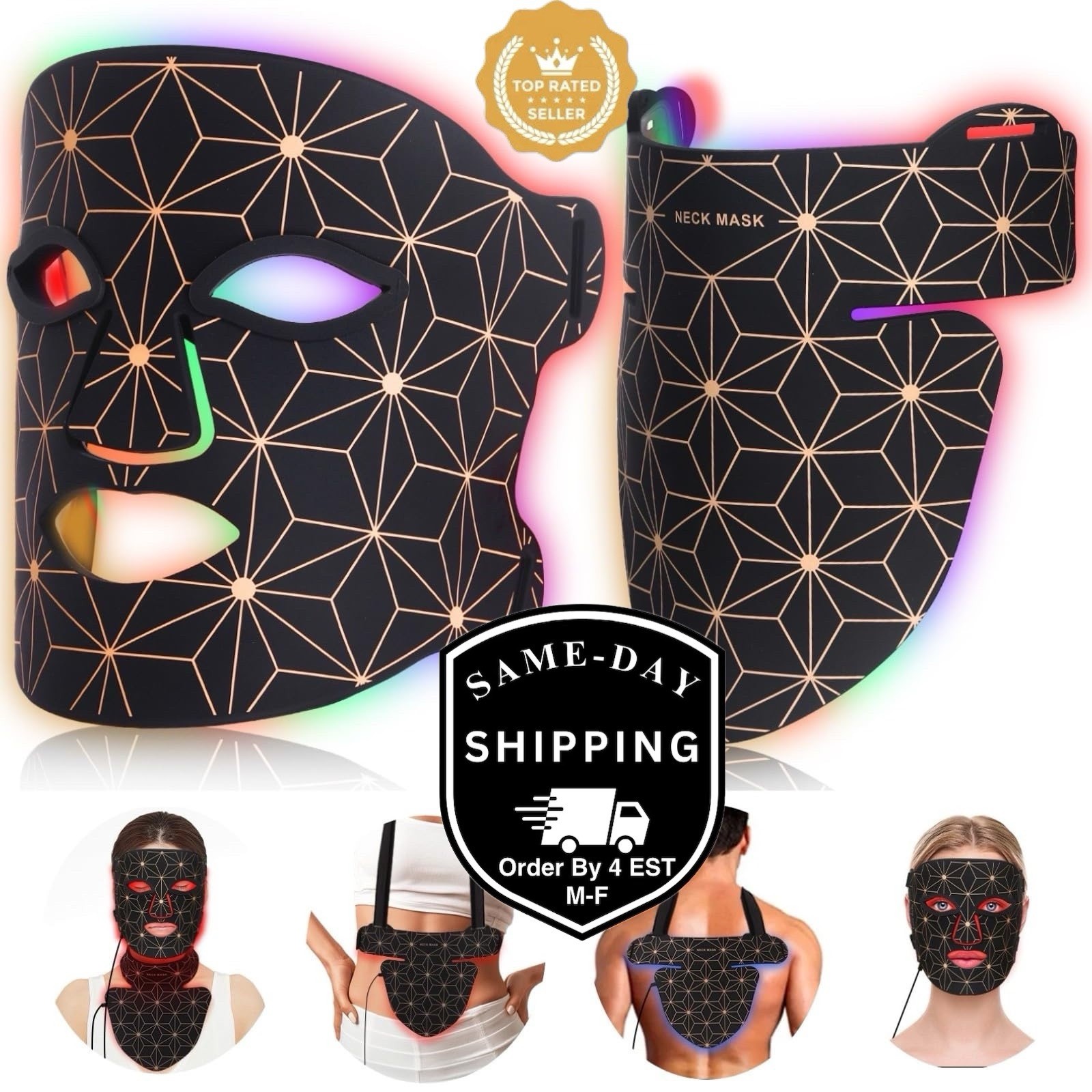 Red Light Therapy for Face and Neck, 8 Colors LED Face Mask Light Therapy wit…