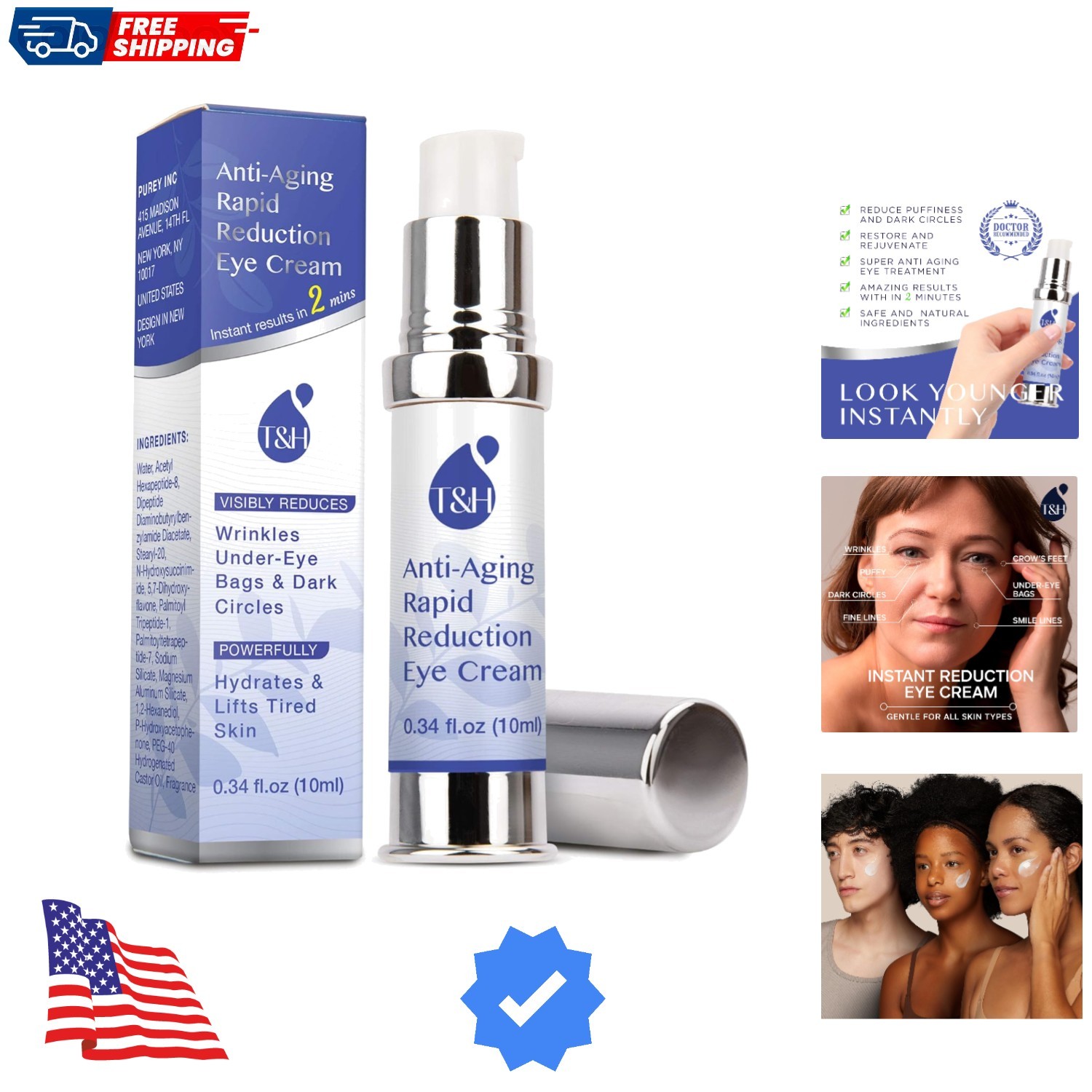 Anti-Aging Rapid Reduction Under-Eye Cream, Visibly and Instantly Reduces Wri…