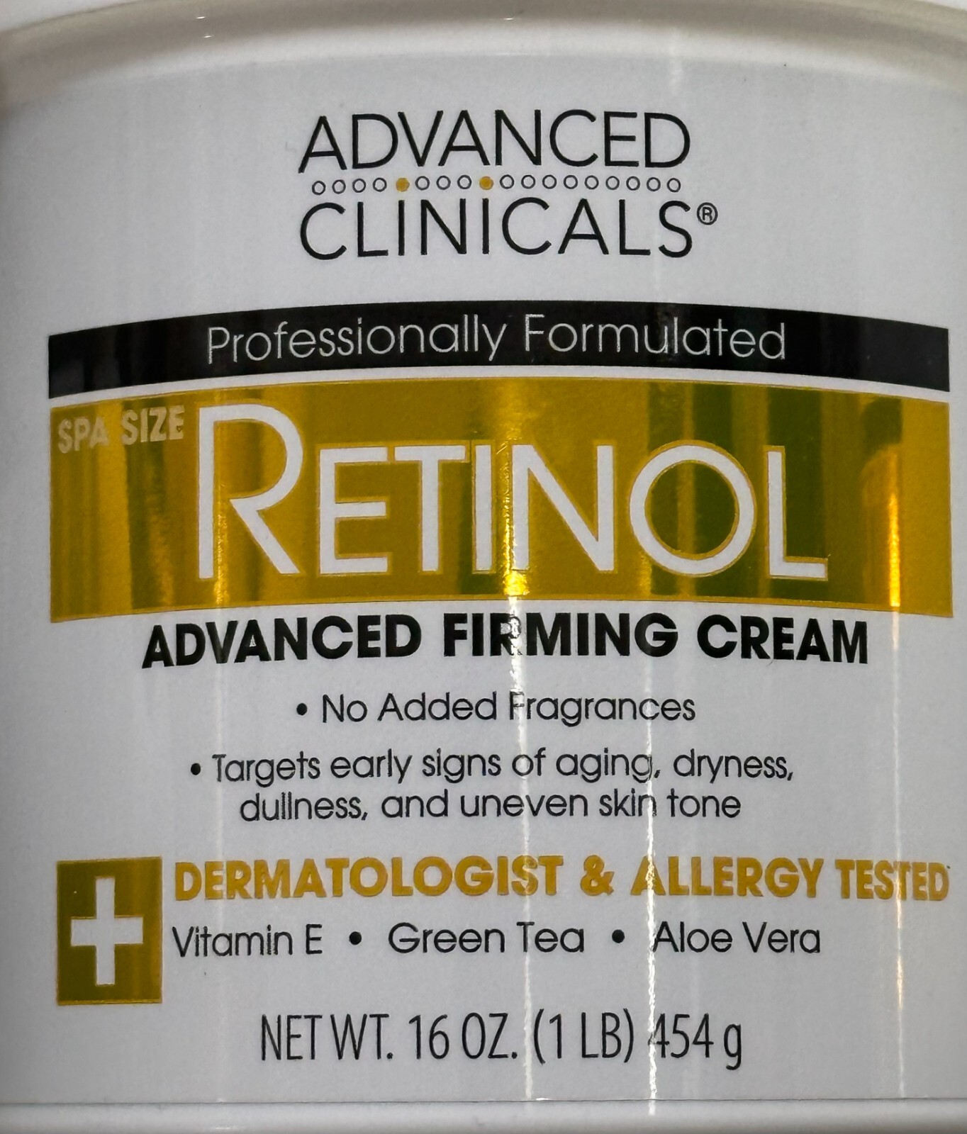 ADVANCED CLINICALS Spa Size RETINOL Anti-Aging ADVANCED FIRMING CREAM 454g