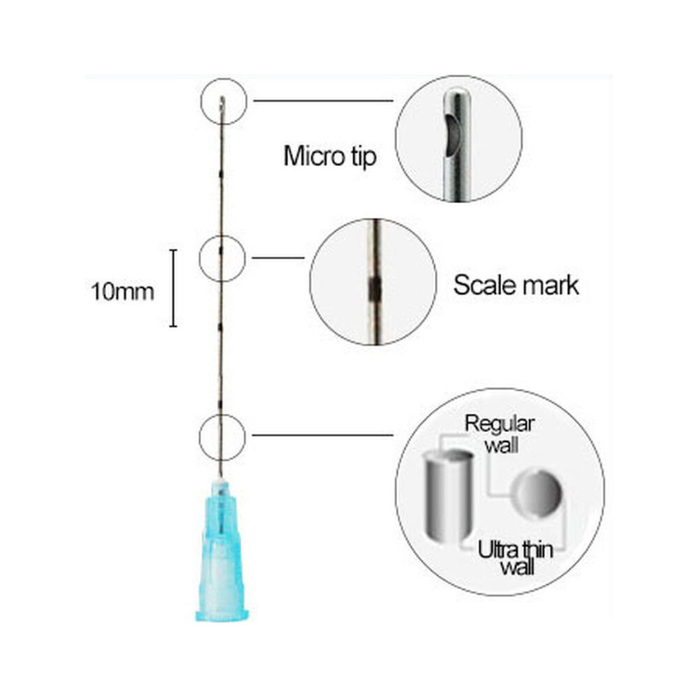 Micro Cannula with Puncture, 5/10pcs 25g 50mm Blunt Tip for Fillers, USA Seller