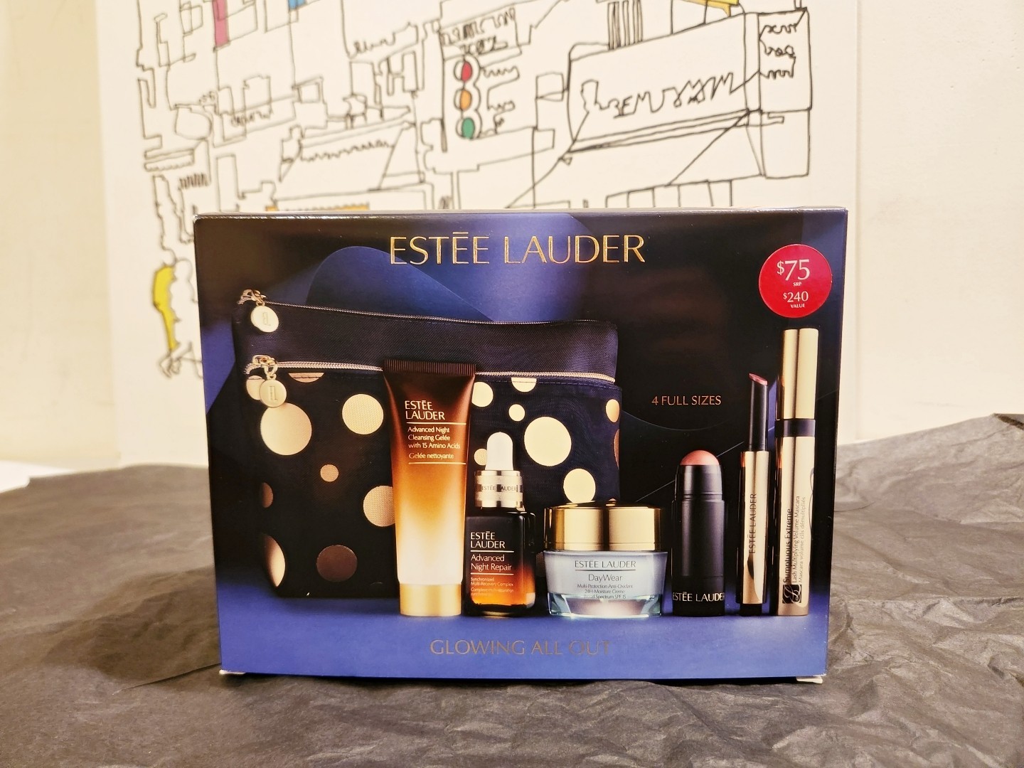 Estee Lauder Glowing All Out Gift Set, 7 piece ( 4 full sizes), Night Repair