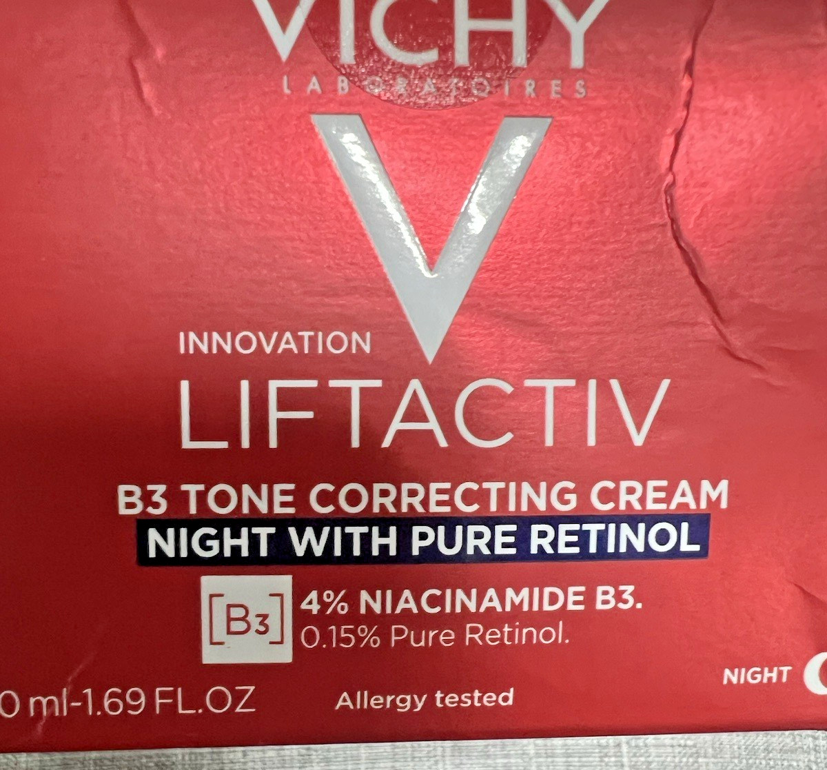 VICHY LiftActiv B3 Tone Correcting Cream with Retinol Night 1.69oz Exp 03/2027+