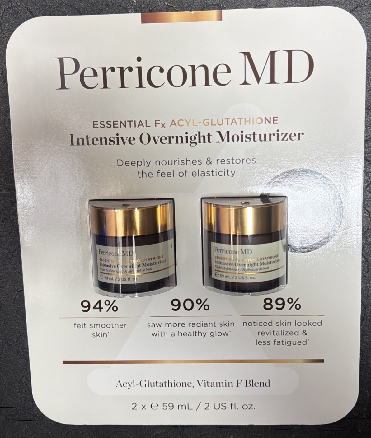 2 Pack Perricone MD Essential Fx Acyl Gluta Intensive Overnight Moisturizer 2 Oz