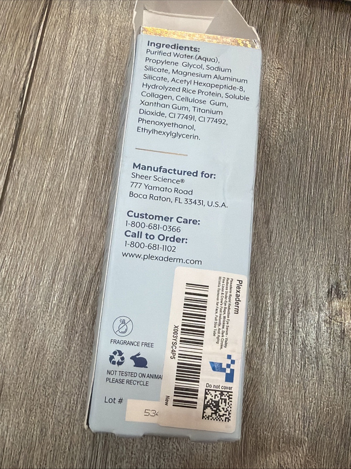 Plexaderm Rapid Reduction Serum Under-Eye Bags Wrinkles 10 Ml