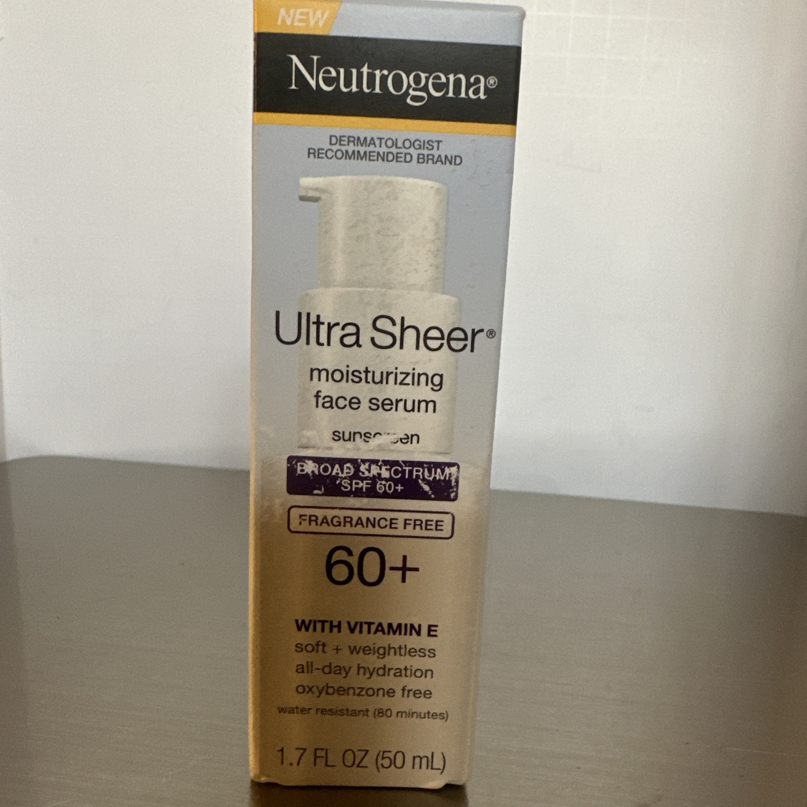 Neutrogena Sheer SPF 60 Moisturizing Face Serum Vitamin E 1.7oz EX: 10/2026
