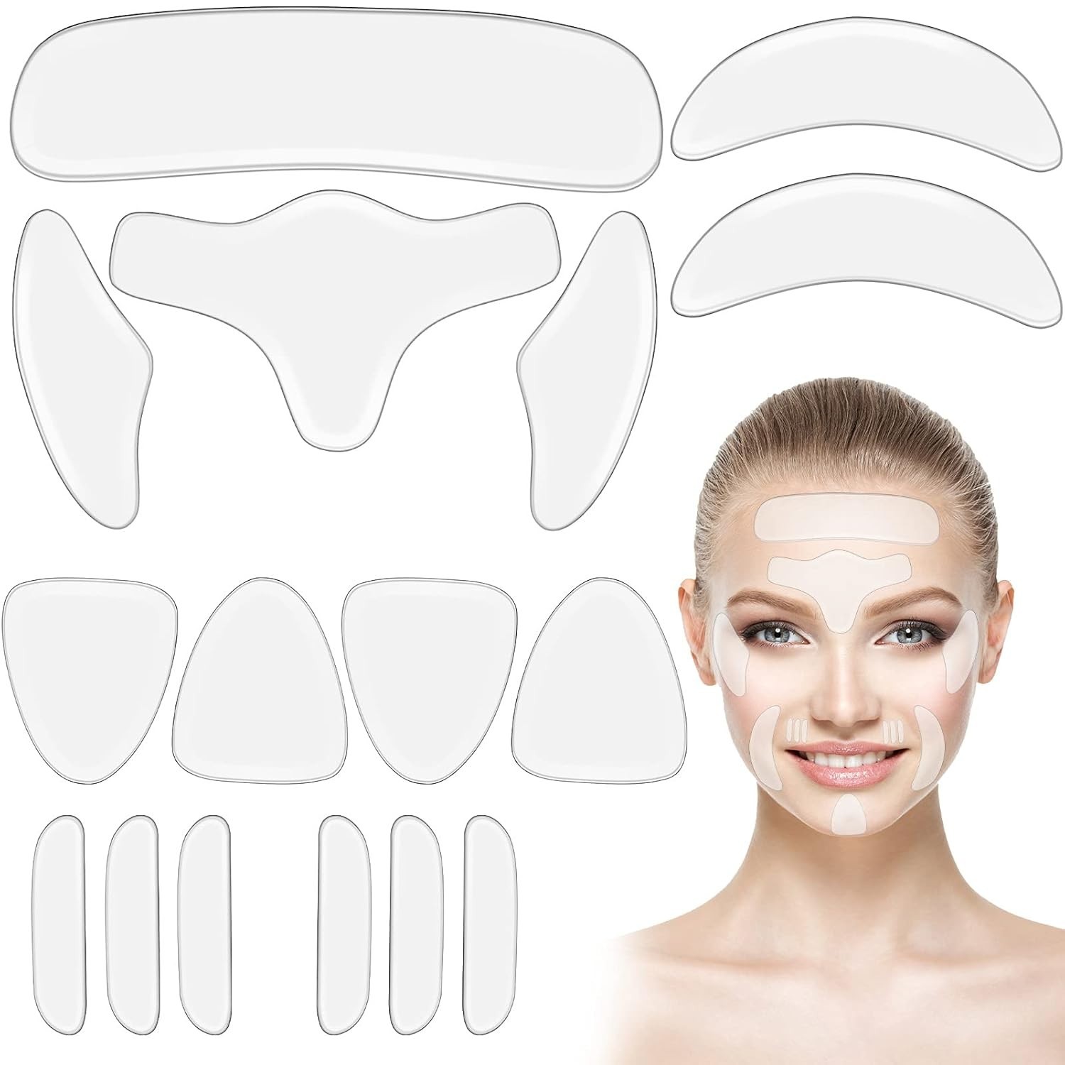 16 Pcs Silicone Face Patches, Reusable Soft and Comfortable, Anti Wrinkle Pat…