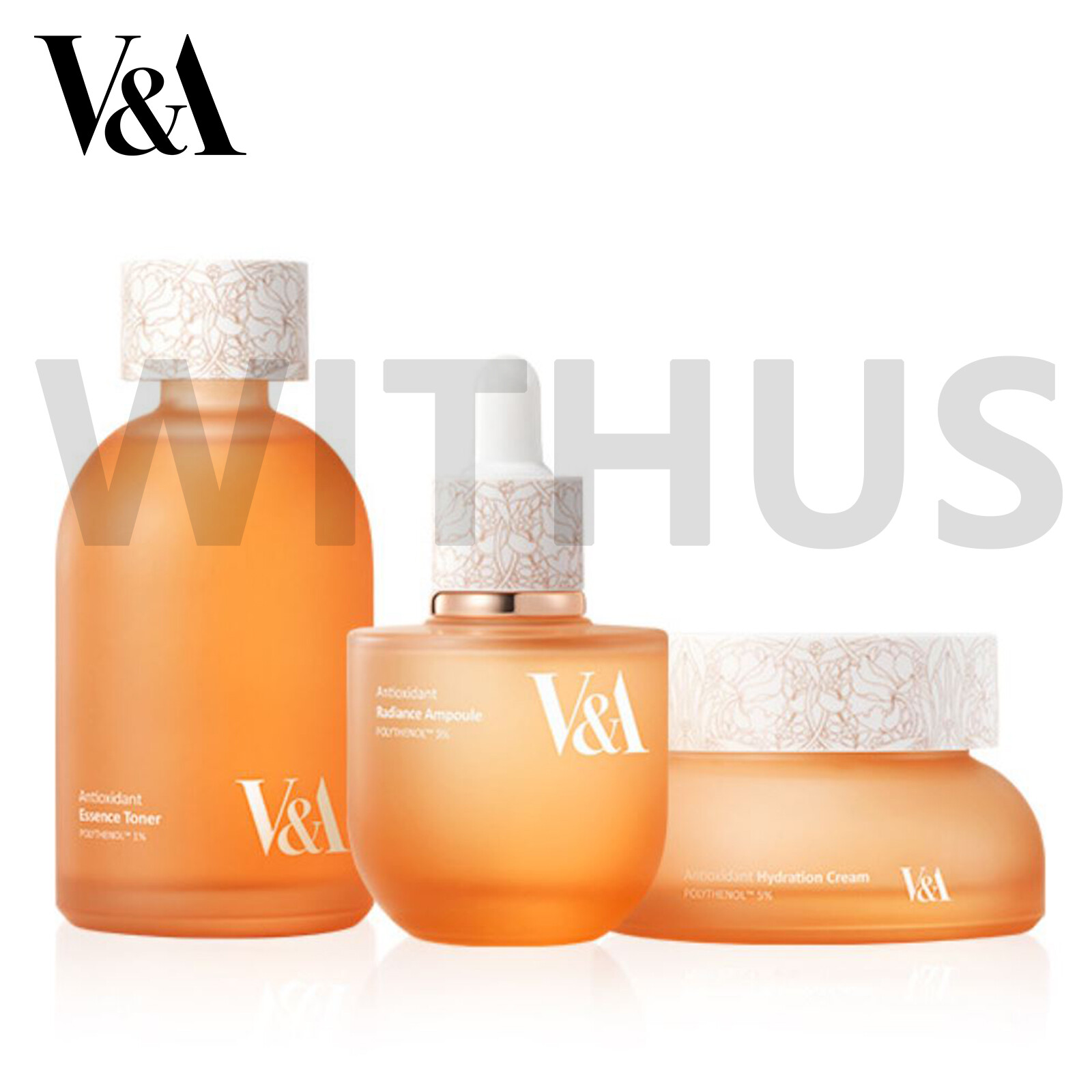 V&A Beauty Antioxidant Skin Care Essential Set Ampoule Toner Cream 3pcs Set=