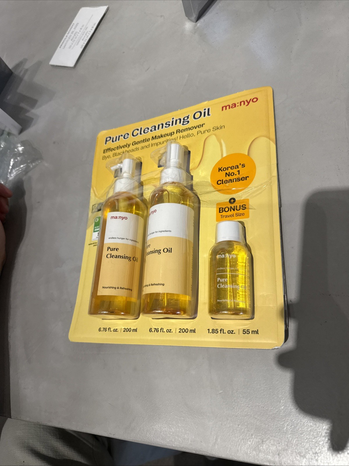 Manyo Pure Cleansing Oil 3 PC Set 6.7 oz + 1.8 pz 1 200ml, 1x 150ml + 55ml