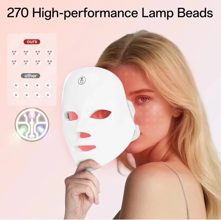 Led Light Therapy Mask, 7 Color Led Face Mask Light Therapy, Red Light Face Mask