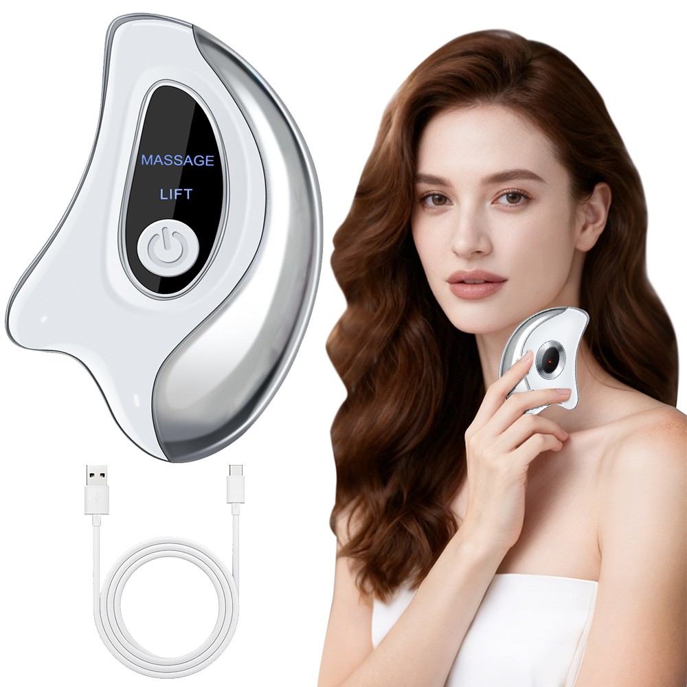 Electric Facial Gua Sha Massager Anti-Aging Skin Tightening Device Red Light US