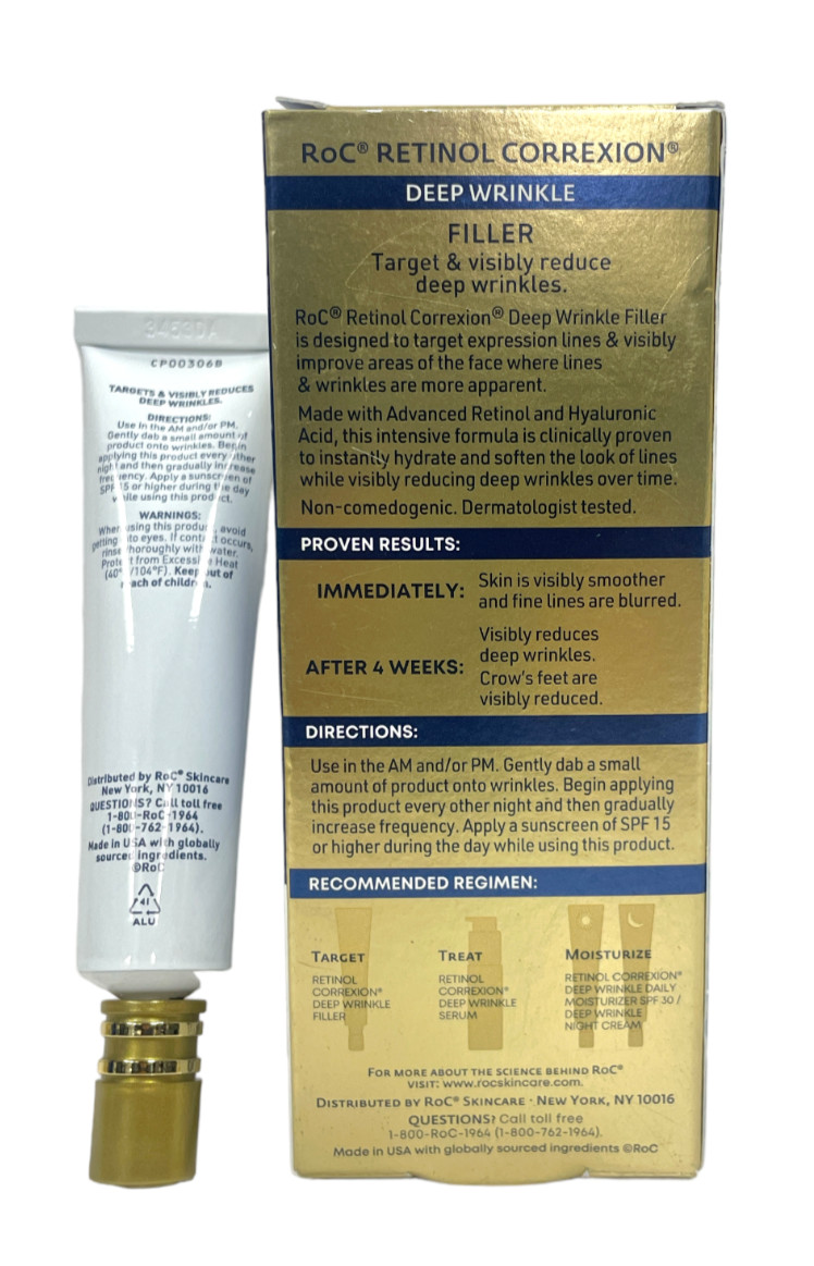 R0C ROC Deep Wrinkle Filler Target & Visibly Reduce Deep Wrinkles 1.0oz/30ml