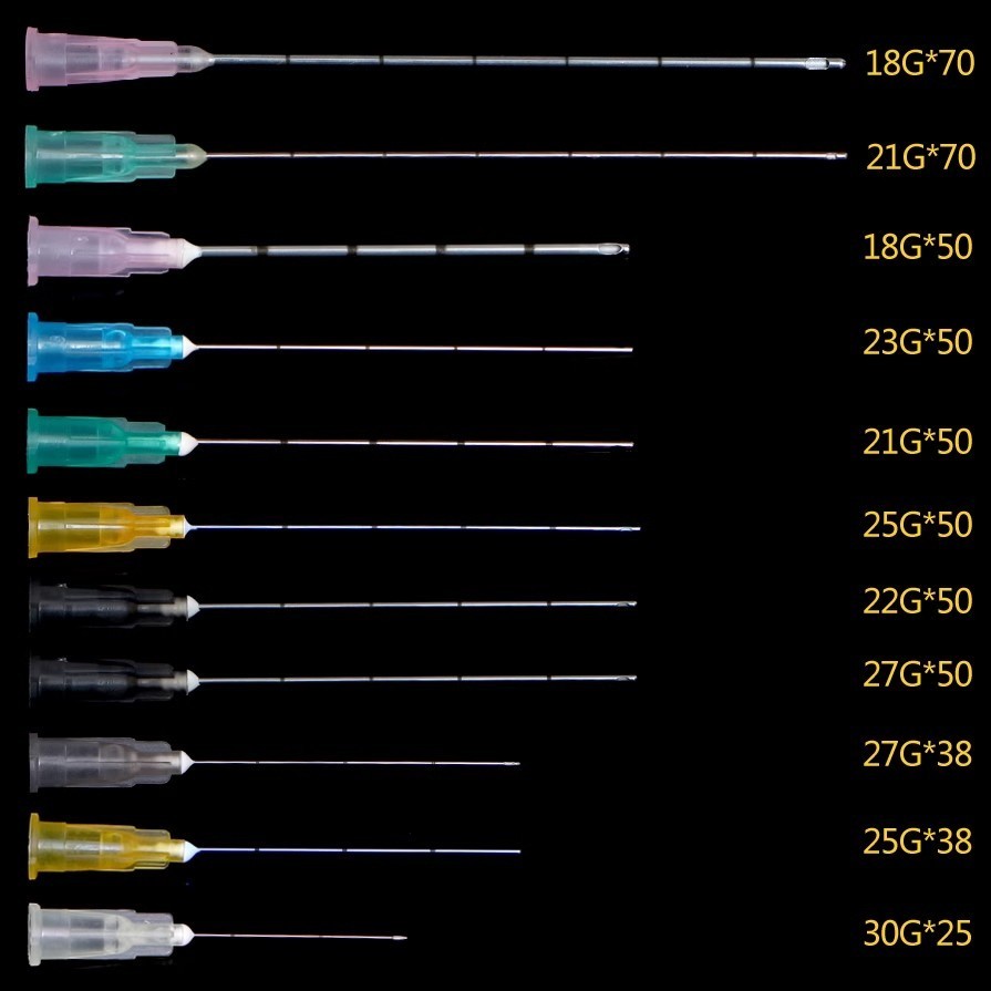 50Pcs Disposable Sterile Micro Cannula with Puncture Blunt Tip for Acid Fillers