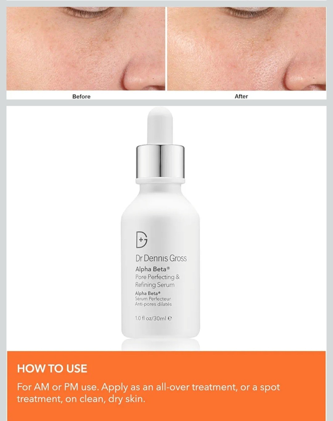Dr Dennis Gross Alpha Beta Pore Perfecting Refining Filter Effect Blur Serum 1oz