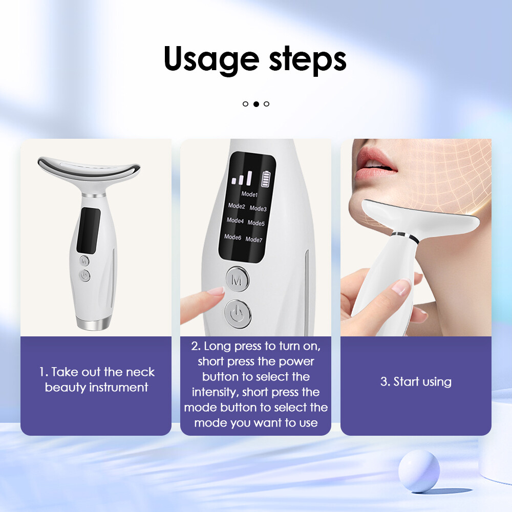 7 Colors LED Light Therapy Anti Aging Facial Massager Neck Lifting Beauty Device