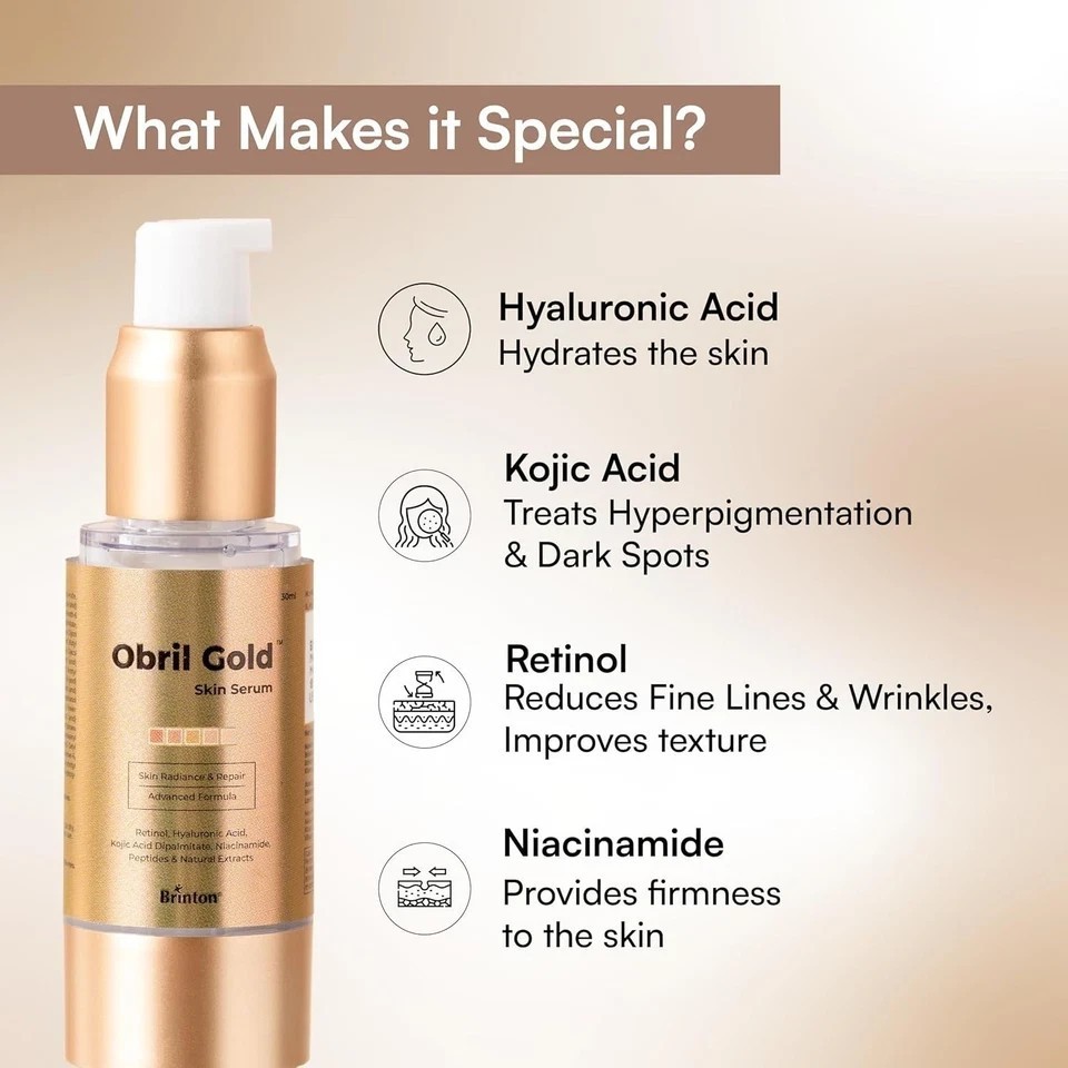 Brinton obril Gold Serum for Hyperpigmentation Wrinkles & Fine Lines 30 ml