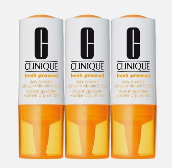 3x Clinique Fresh Pressed Daily booster with pure Vitamin C 10% 0.29oz/8.5ml ea