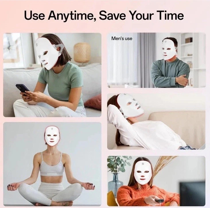 Led Light Therapy Mask, 7 Color Led Face Mask Light Therapy, Red Light Face Mask