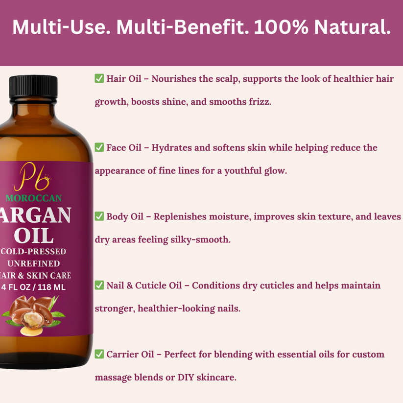Aceite Orgánico de Argán para Rostro, Antienvejecimiento, Cuidado Piel y Cabello