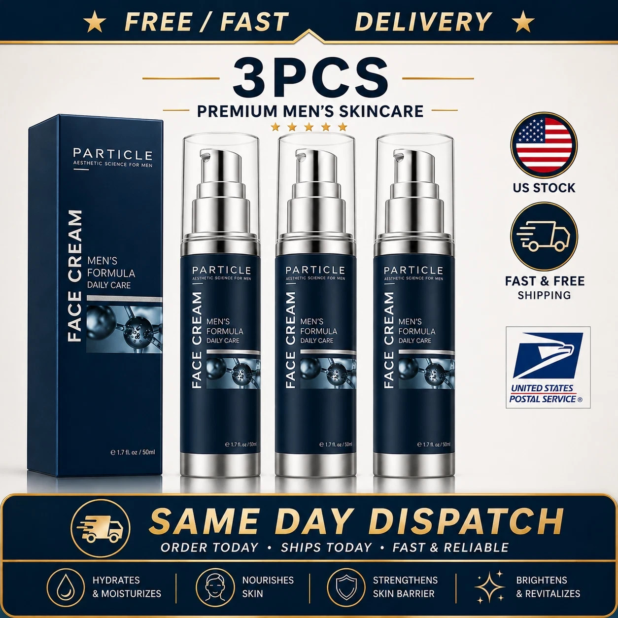 3X Particle Face Cream Men 6 in 1 Anti-Aging Cream Fights Eye Bags Dark Spots US