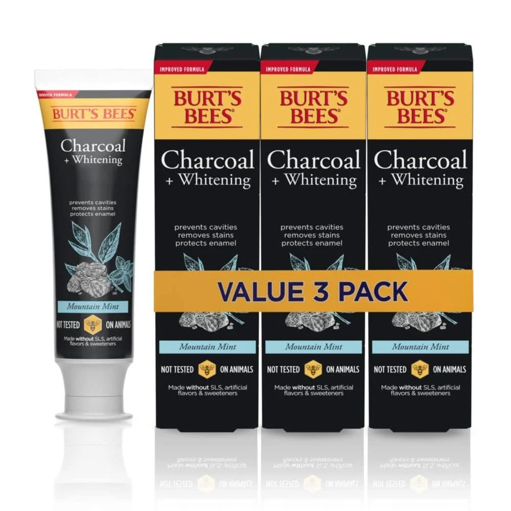 Burt’s Bees Toothpaste, Natural Flavor, Charcoal with Fluoride Toothpaste, Mount
