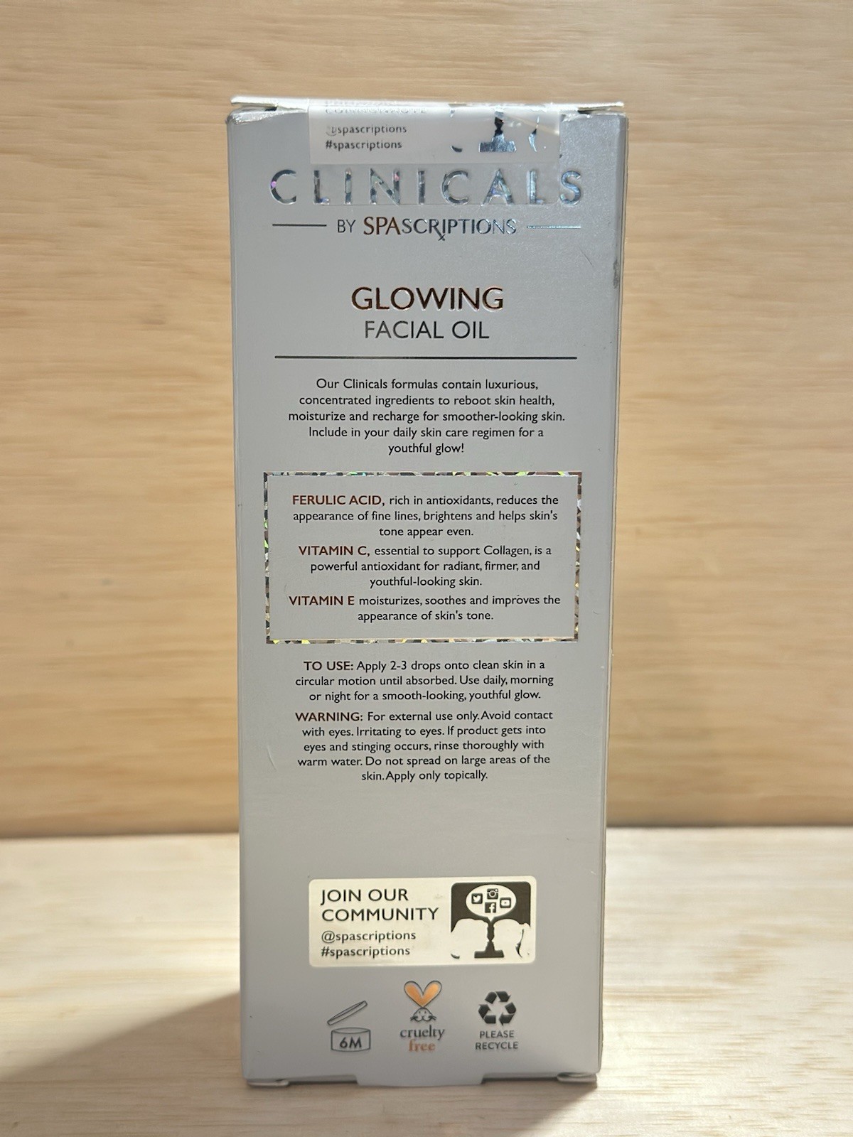 SpaScriptions Clinicals Glowing Facial Oil with Ferulic Acid Vitamin C Sealed