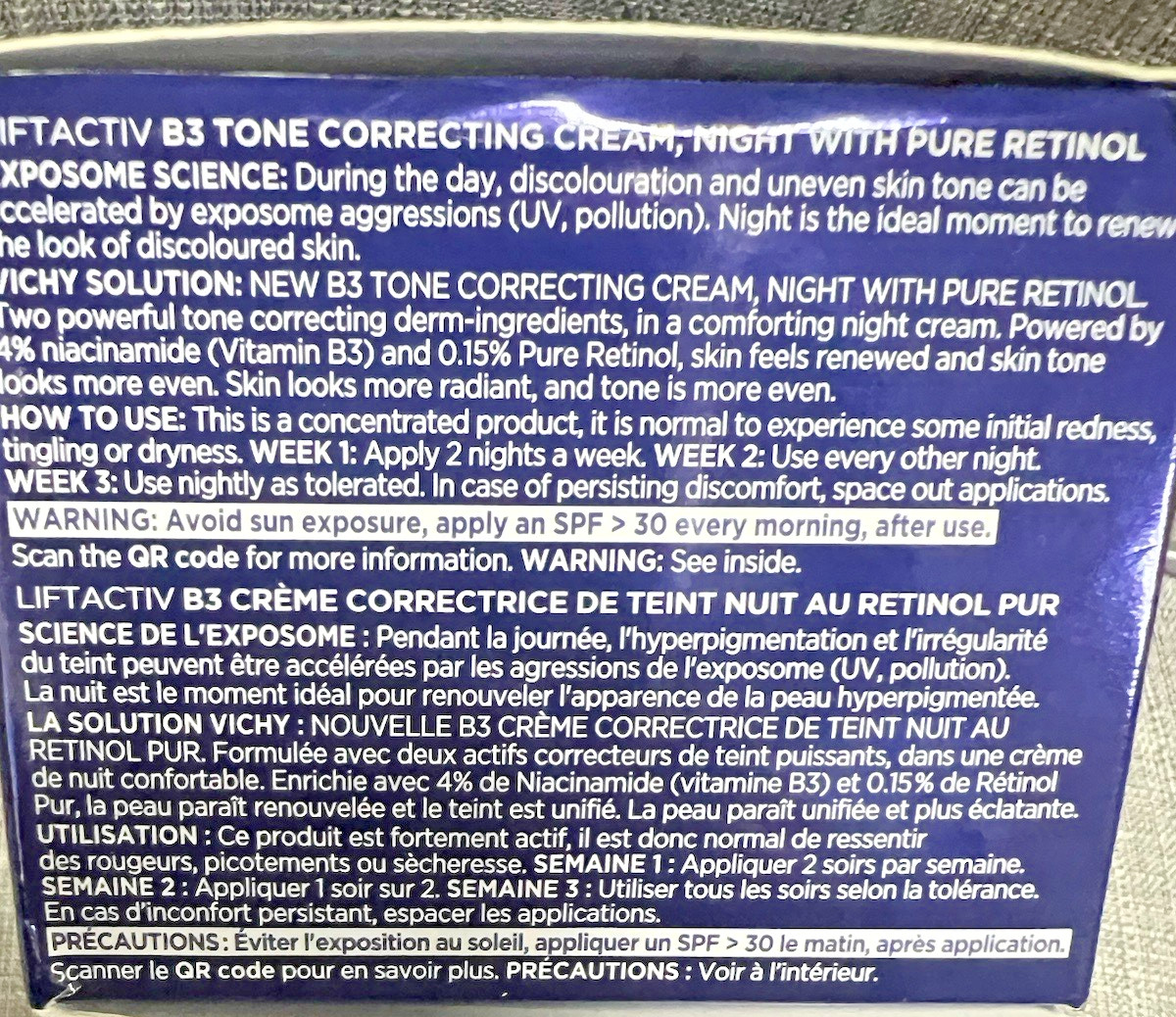 VICHY LiftActiv B3 Tone Correcting Cream with Retinol Night 1.69oz Exp 03/2027+
