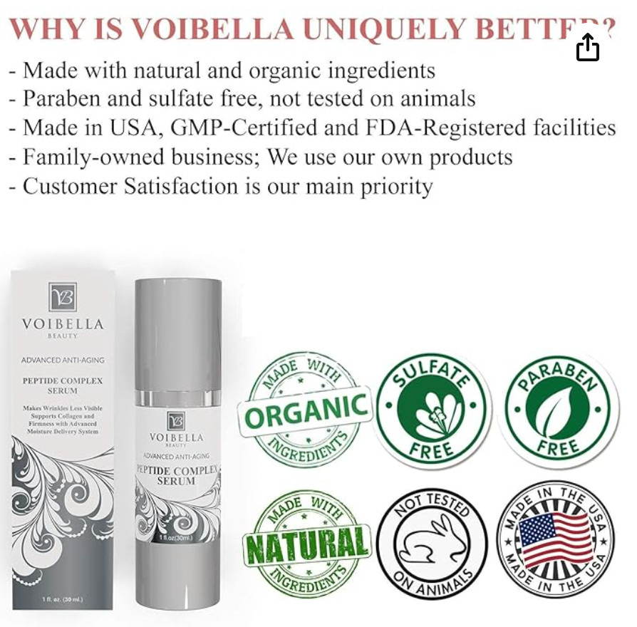 Peptide Complex Serum For Face & Collagen Support – Natural & Organic Anti Aging
