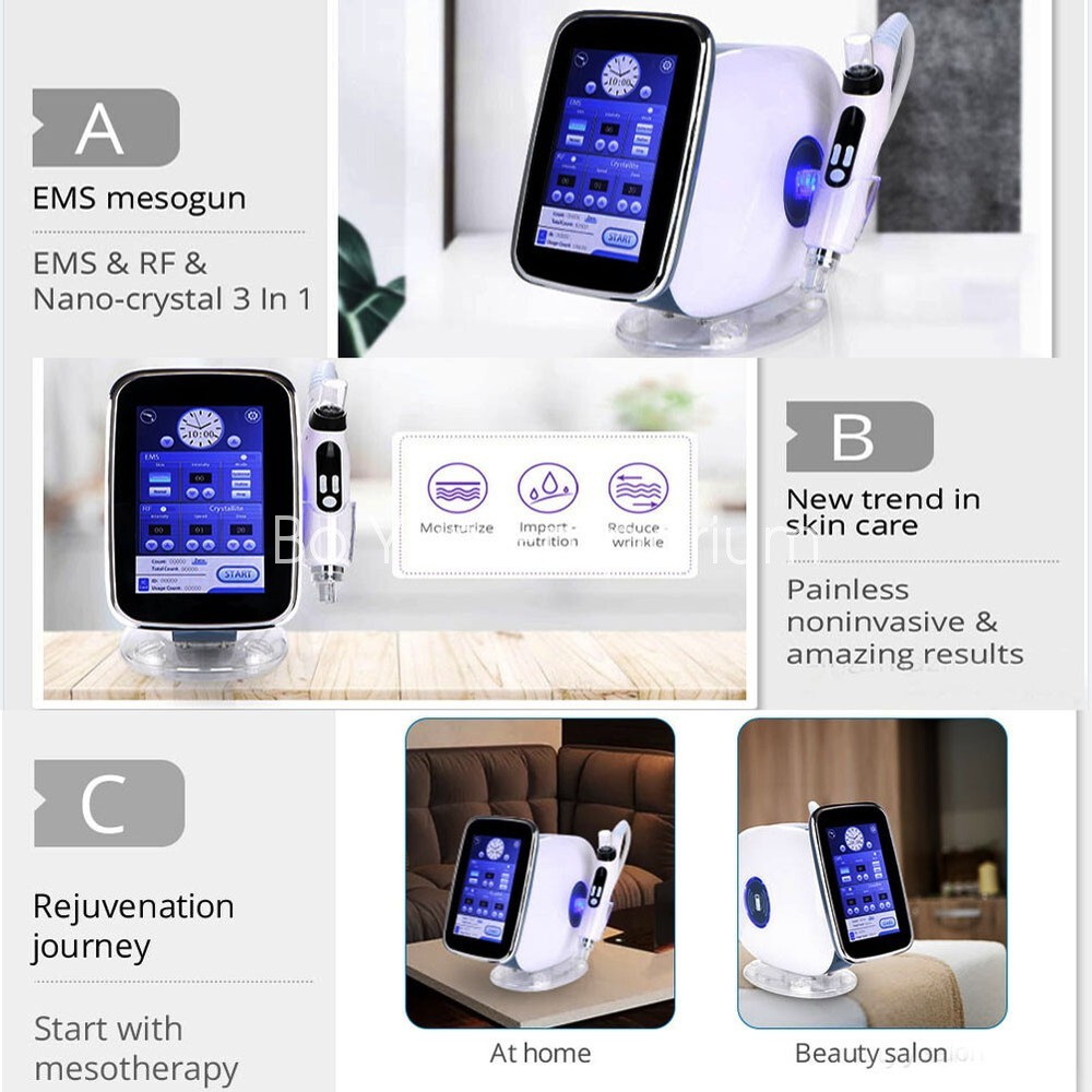 EMS RF No Needle Mesotherapy Gun Skin Care Machine for Face Lifting Anti Aging