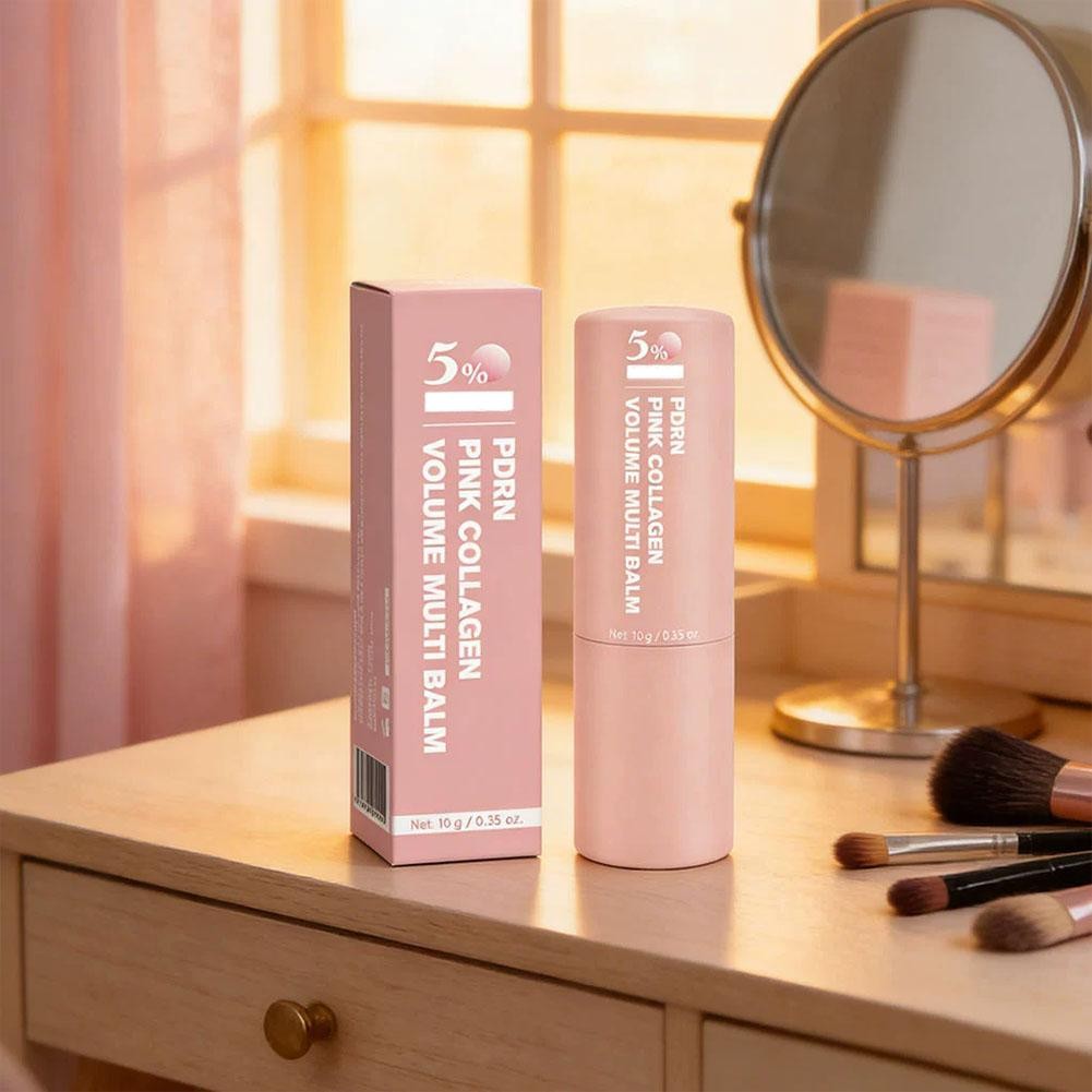 Pink Collagen Volume Multi Balm Stick – Wrinkle & Hydrating Stick for Face, Lips