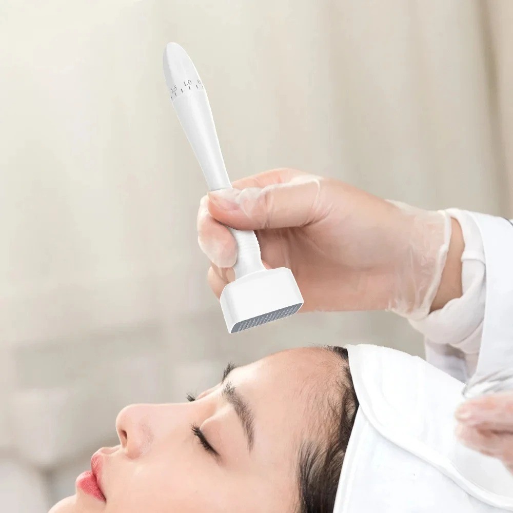 Adjustable microneedling derma stamp 140 titanium pins microneedling 0mm-3mm DE