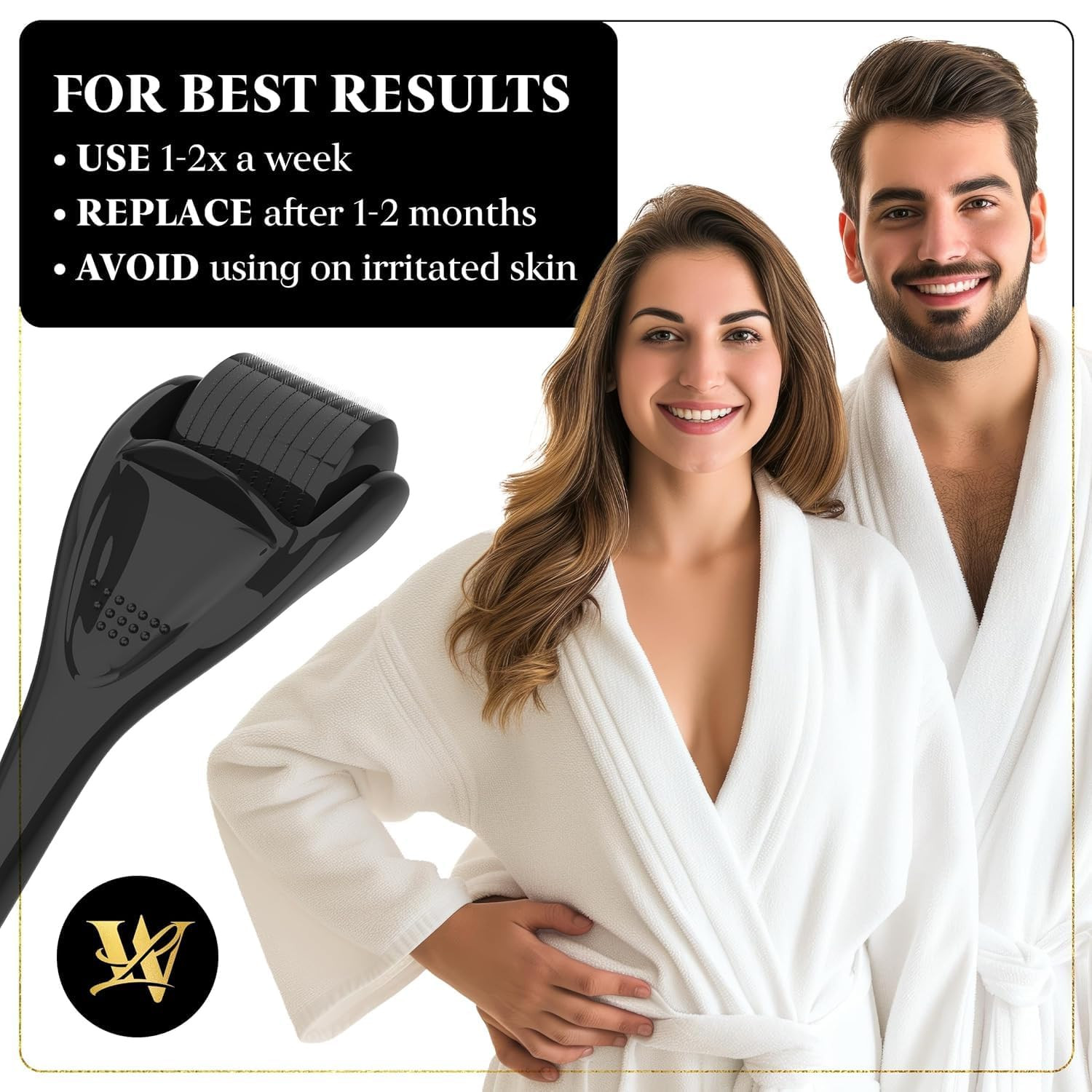 Derma Roller for Skin, Hair & Beard – Women and Men Titanium Microneedling Rolle