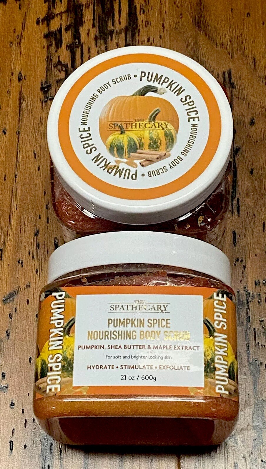 2 Pk- THE SPATHECARY-Pumpkin Spice Nourishing BODY SCRUB 21oz Shea Butter, New