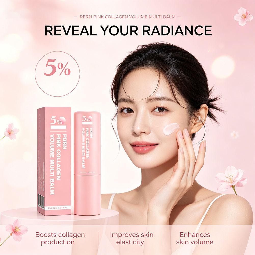 Pink Collagen Volume Multi Balm Stick – Wrinkle & Hydrating Stick for Face, Lips