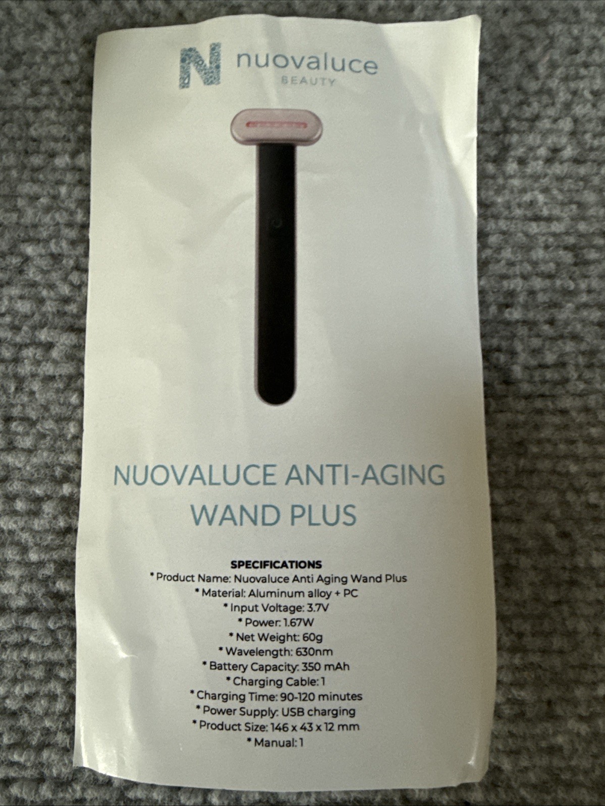Nuovaluce Beauty Anti Aging Wand Plus & Case Red Light Therapy Rejuvenation