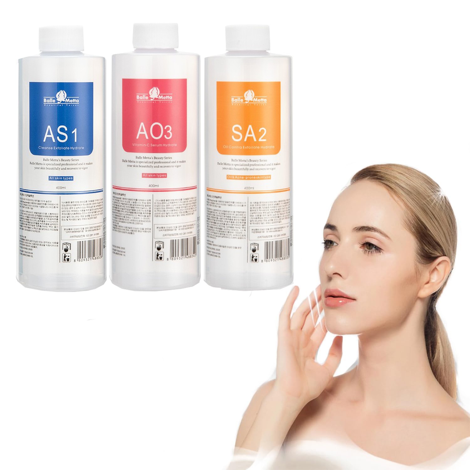 Aqua Peeling Solution AS1 SA2 AO3 Dermabrasion 3*400ML Cleansing Hydra Serum